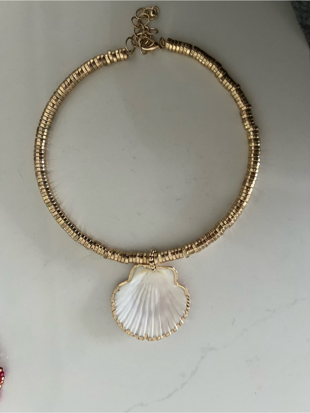 Boston proper Gold Beaded Choker with Pink Shell Pendant - Picture 5 of 5